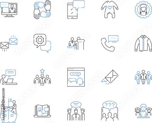 Store and shopper line icons collection. Purchase, Discount, Transaction, Sales, Cart, Loyalty, Customer vector and linear illustration. Checkout,Convenience,Value outline signs set