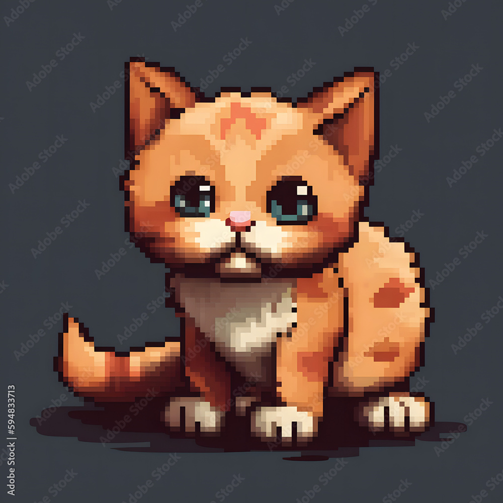 Cute Kitten 8 Bit Pixel Art Illustration Icon Stock Illustration - Download  Image Now - Domestic Cat, Pixelated, Pixel Art - iStock