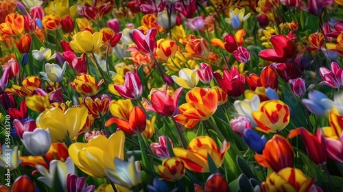 springtime blooms tulips  digital art illustration  Generative AI