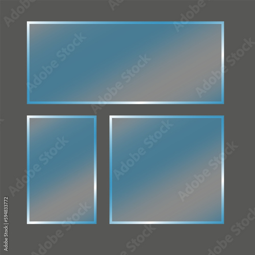 glass plate. Design element. Shine effect sign. Photo frame. Realistic shadow. Vector illustration.