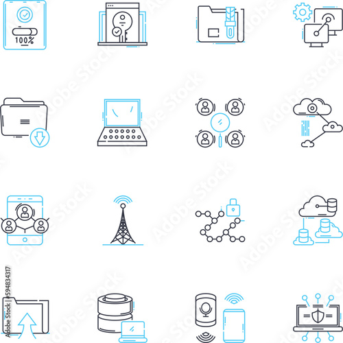 Web linear icons set. Internet, Online, Website, Browser, HTML, CSS, JavaScript line vector and concept signs. Domain,Hosting,SEO outline illustrations