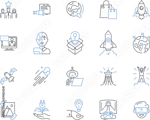 New ideas innovation line icons collection. Inventive, Creative, Groundbreaking, Imaginative, Unique, Innovative, Fresh vector and linear illustration. Revolutionary,Original,Inspiring outline signs