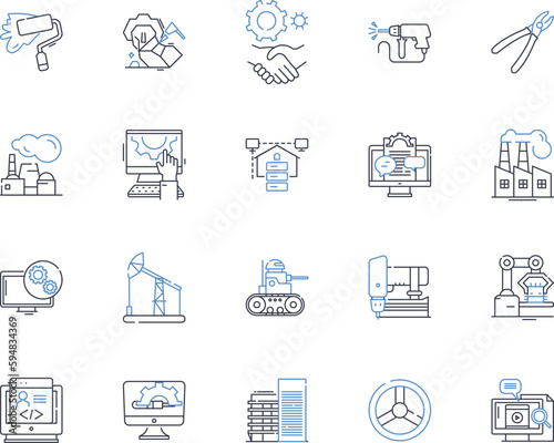 Constructor line icons collection. Blueprint, Hardhat, Framework, Building, Workers, Excavator, Structure vector and linear illustration. Hammer,Construction,Scaffold outline signs set