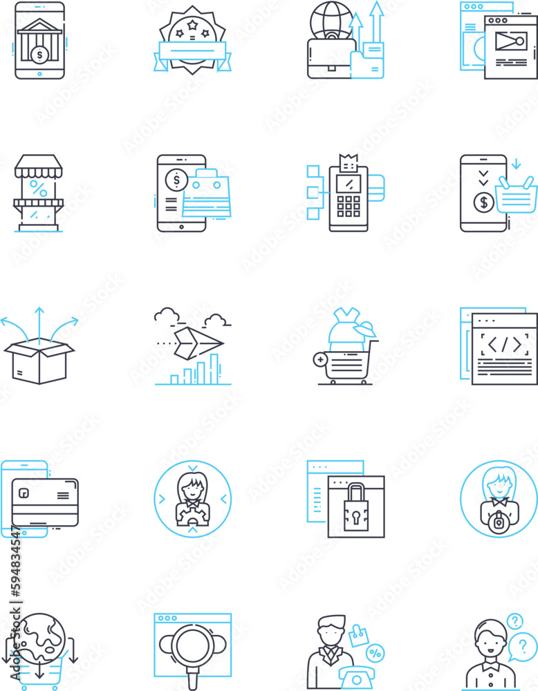 Barter Goods linear icons set. Trading, Exchange, Swapping, Bartering, Deals, Negotiation, Tradeoffs line vector and concept signs. Reciprocity,Interchange,Exchangeable outline illustrations