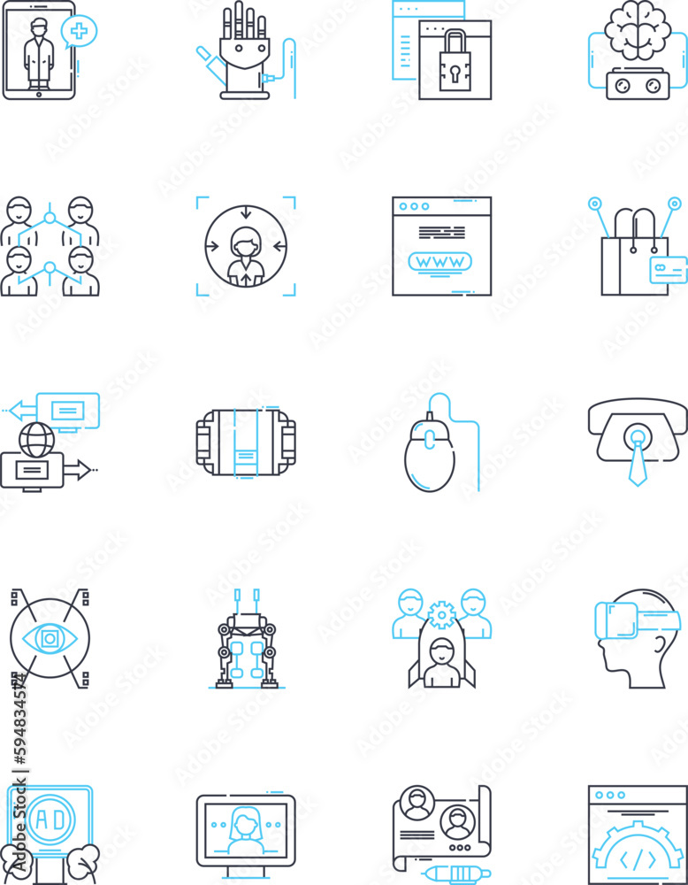 Brand awareness linear icons set. Recognition, Exposure, Visibility, Recall, Attention, Familiarity, Perception line vector and concept signs. Image,Profile,Reputation outline illustrations Brand awareness linear icons set. Recognition, Exposure, Visibility, Recall, Attention, Familiarity, Perception line vector and concept signs. Image,Profile,Reputation outline illustrations