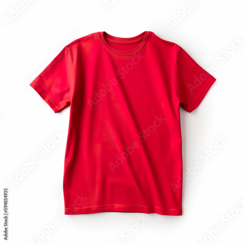 Red sleeveless t-shirt. T-shirt front view position on a white background. Red tshirt isolated on white illustration. 3D realistic illustration. Creative AI