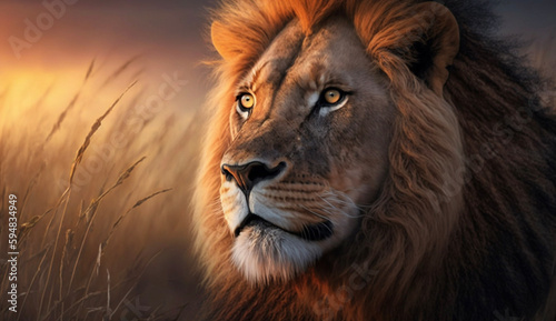 ライオンの写真 portrait of a lion   Generative AI © 小松 泰彦