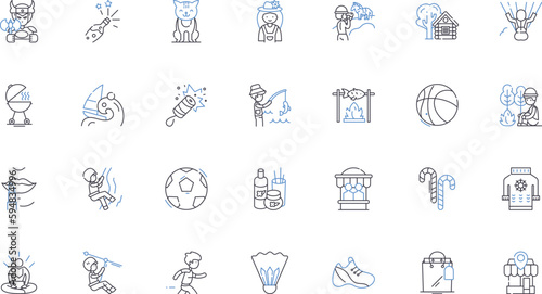 Lively activity line icons collection. Vibrant, Energetic, Exhilarating, Zesty, Bustling, Thrilling, Pulsating vector and linear illustration. Spirited,Dynamic,Active outline signs set