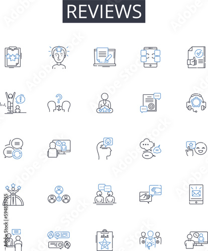Reviews line icons collection. Feedback, Opinions, Assessments, Evaluations, Critiques, Thoughts, Ratings vector and linear illustration. Reactions,Impressions,Remarks outline signs set
