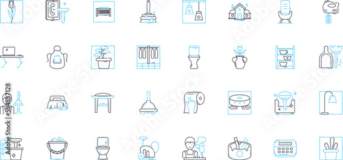 Bed linear icons set. Cozy, Comfortable, Sleep, Mattress, Sheets, Pillow, Rest line vector and concept signs. Dreams,Blanket,Snuggle outline illustrations