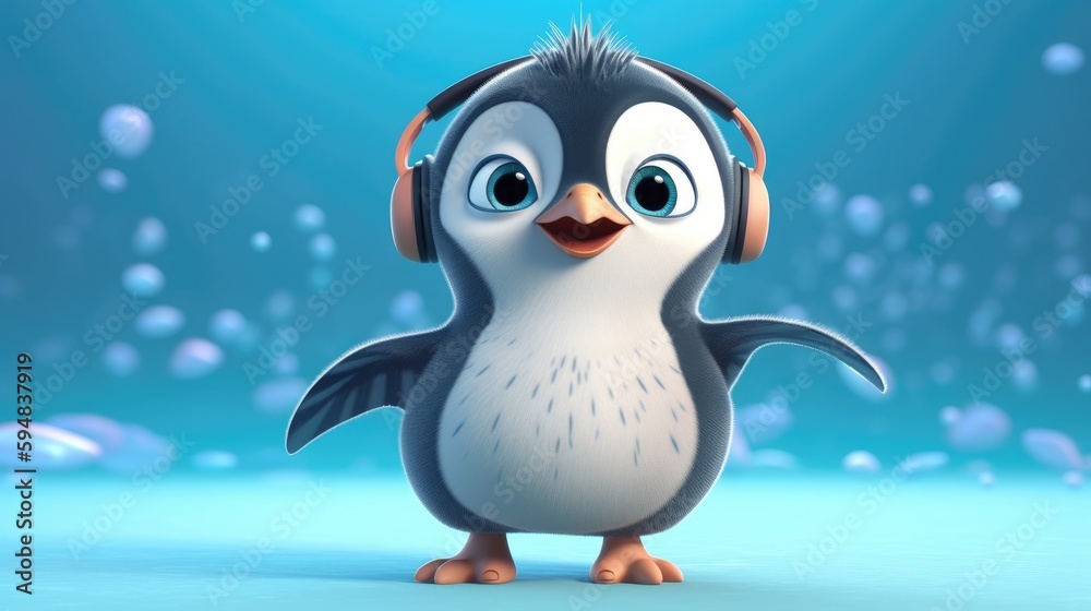 Naklejka premium adorable penguin dancing. Created with generative AI.