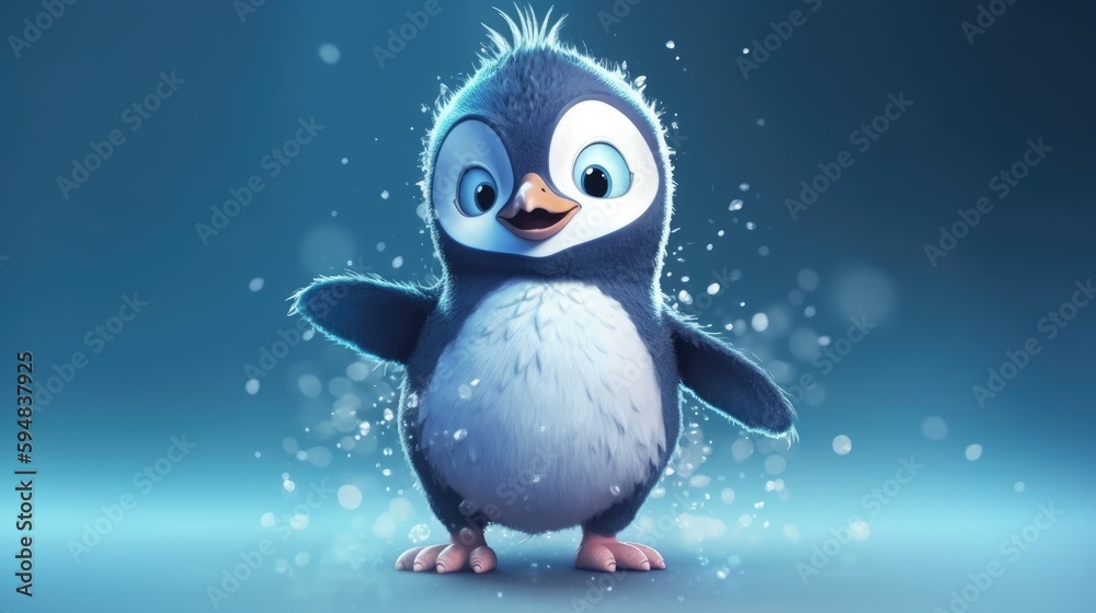 adorable penguin dancing. Created with generative AI.