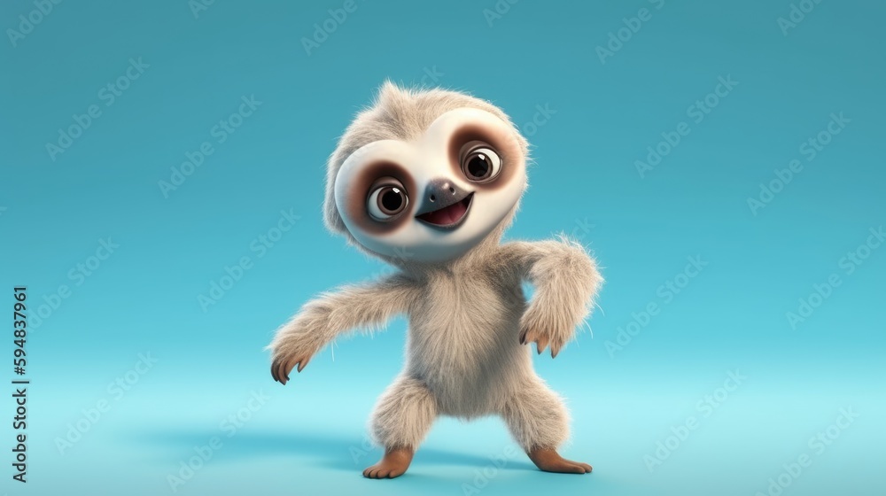 Fototapeta premium adorable sloth dancing. Created with generative AI.