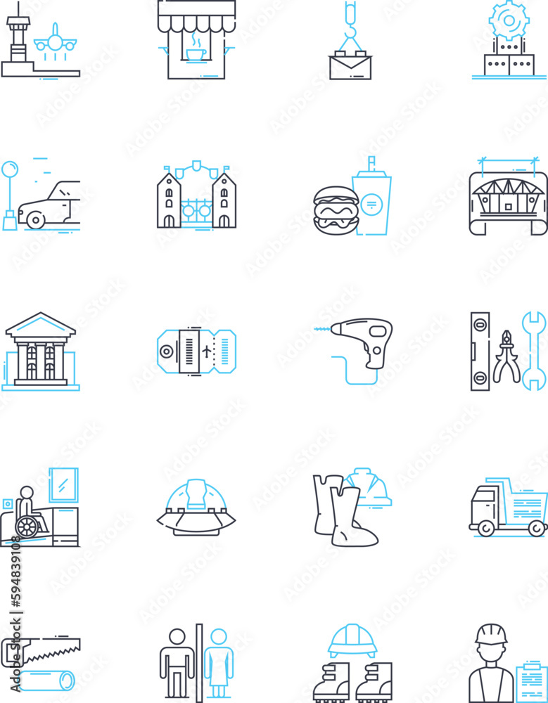 Urban landscape linear icons set. Concrete, Skyscrapers, Traffic, Pollution, Streets, Alleyways, Buildings line vector and concept signs. Bridges,Graffiti,Subway outline illustrations Urban landscape linear icons set. Concrete, Skyscrapers, Traffic, Pollution, Streets, Alleyways, Buildings line vector and concept signs. Bridges,Graffiti,Subway outline illustrations