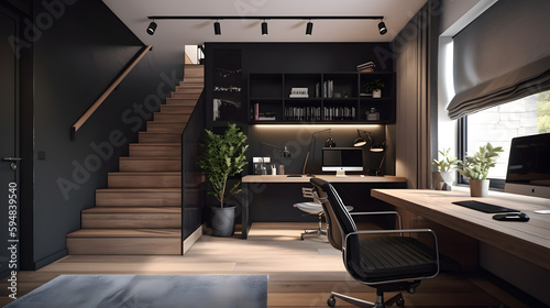 Simplicity Refined: Unveiling the Modern Elegance of a Premium Minimalist Home Office - AI Generative © Augusto