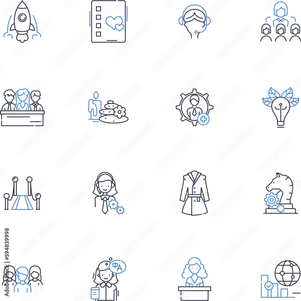 Women's rights advocacy line icons collection. Empowerment, Equality, Feminism, Activism, Sisterhood, Diversity, Inclusion vector and linear illustration. Leadership,Liberation,Justice outline signs