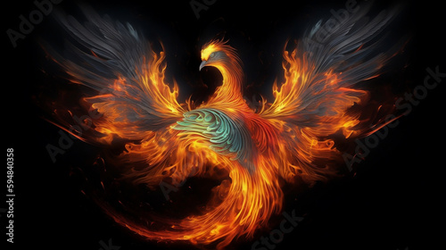 Ignited Elegance: The Fiery Phoenix Ascending Ai © TJ Creates Art