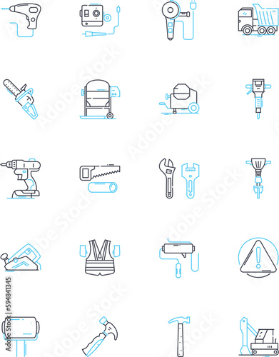 Fitness industry linear icons set. Exercise, Gym, Health, Strength, Endurance, Cardio, Nutrition line vector and concept signs. Muscle,Motivation,Crossfit outline illustrations
