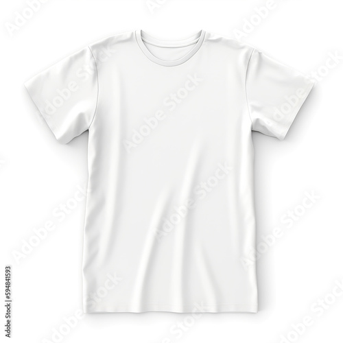 White sleeveless t-shirt. T-shirt front view position on a white background. White tshirt isolated on white illustration. 3D realistic illustration. Creative AI