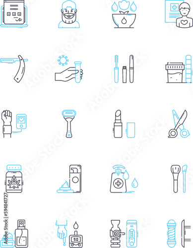 Pure bliss linear icons set. Serenity, Tranquility, Euphoria, Utopia, Perfection, Nirvana, Ecstasy line vector and concept signs. Harmony,Rapture,Delight outline illustrations