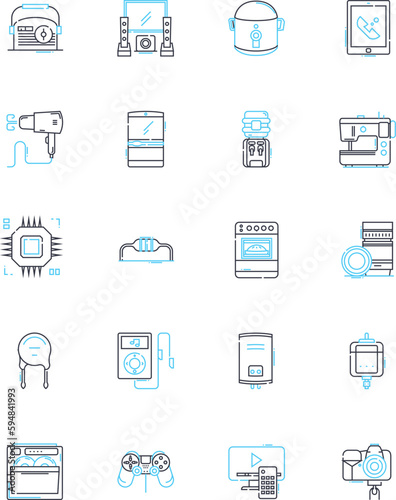 Power tools linear icons set. Drills, Saws, Sanders, Planers, Routers, Grinders, Hammer drills line vector and concept signs. Screwdrivers,Nailers,Staplers outline illustrations