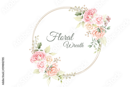 elegant wreath watercolor  spring flower 