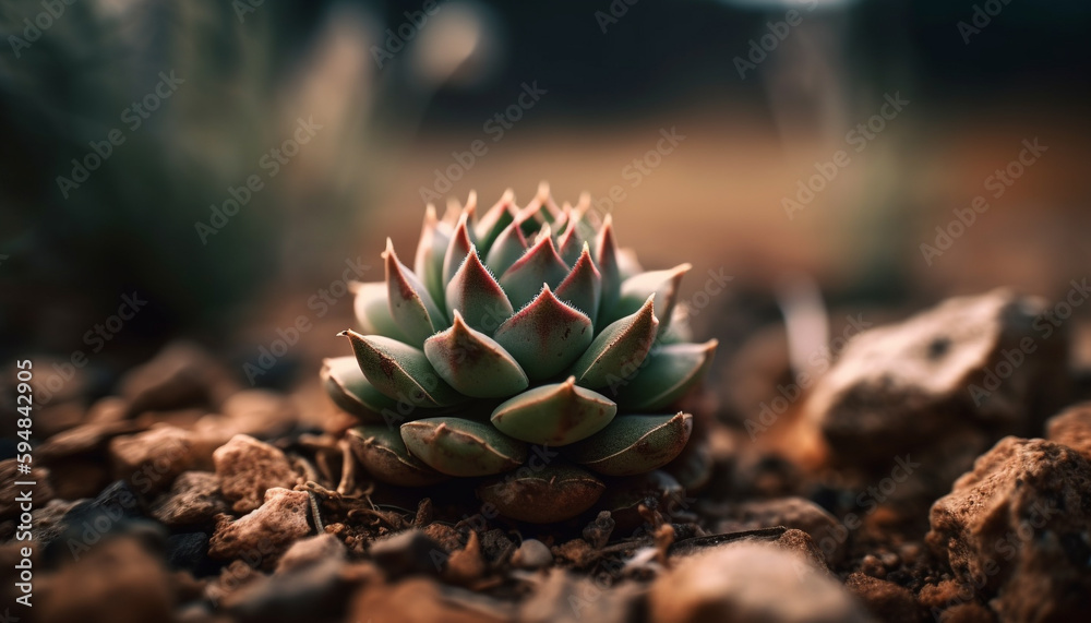 Sharp thorns on succulent plant's green leaf generated by AI Sharp thorns on succulent plant's green leaf generated by AI