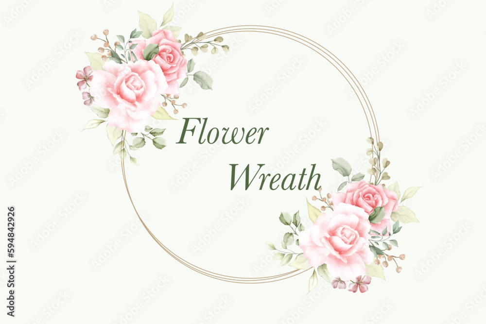 elegant wreath watercolor  spring flower 