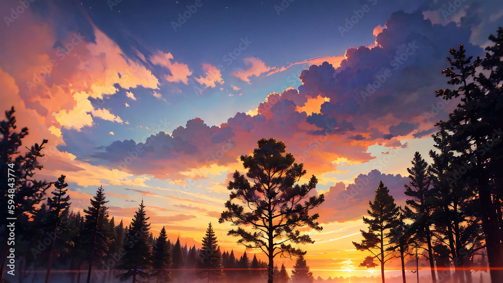 sunset over the mountains, created with ai sunset over the mountains, created with ai