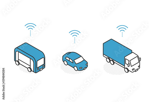 自動運転技術を搭載した車両のイメージイラスト素材