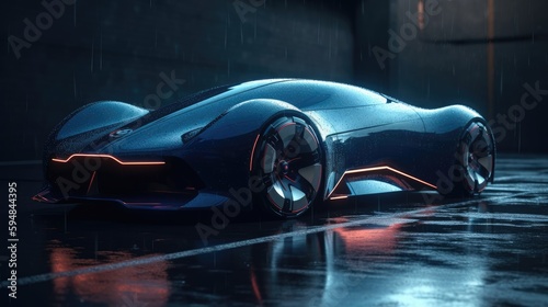 futuristic supercar car. Created with generative AI. © lchumpitaz