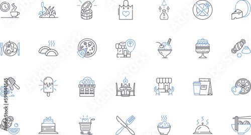 Bagel shop line icons collection. Bagels, Breakfast, Brunch, Baked, Fresh, Dough, Toppings vector and linear illustration. Sandwich,Cream cheese,Schmear outline signs set