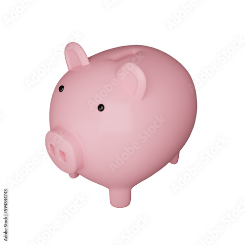 Pink piggy bank 3d icon.