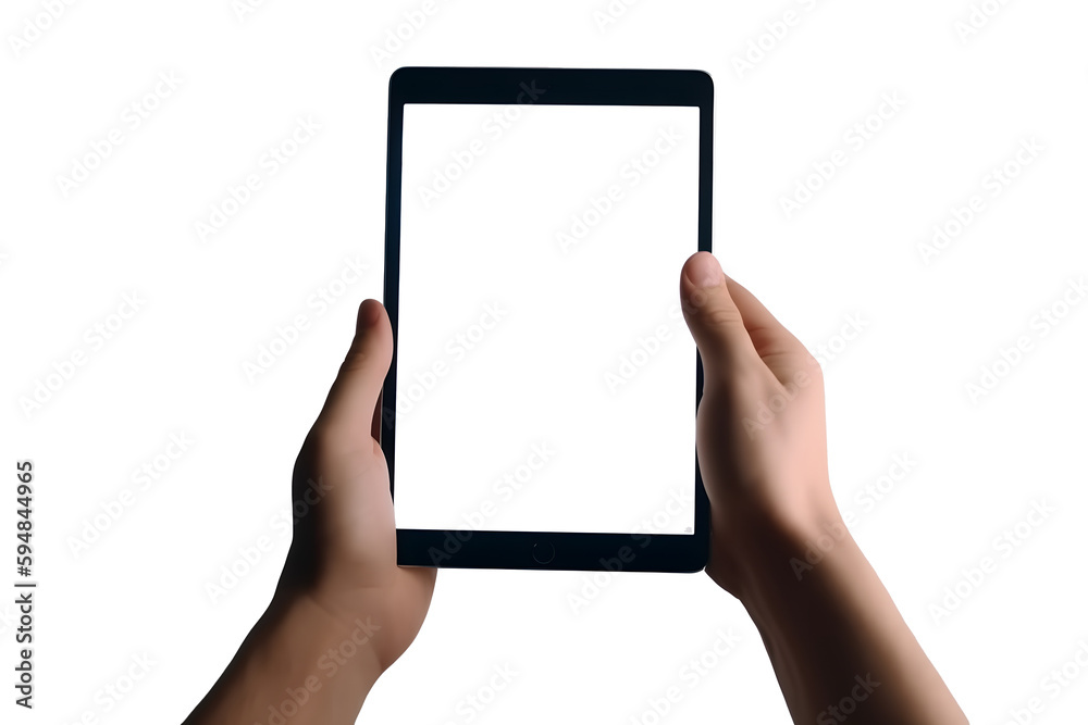 hand holding tablet with blank screen hand holding tablet with blank screen