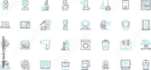 Household residents linear icons set. Inhabitants, Occupants, Dwellers, Tenants, Residents, Homeowners, Co-habitants line vector and concept signs. Domestic partners,Family,Roommates outline
