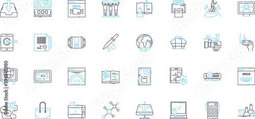 Business enterprise linear icons set. Innovation, Marketing, Strategy, Growth, Efficiency, Profitability, Branding line vector and concept signs. Leadership,Entrepreneurship,Success outline