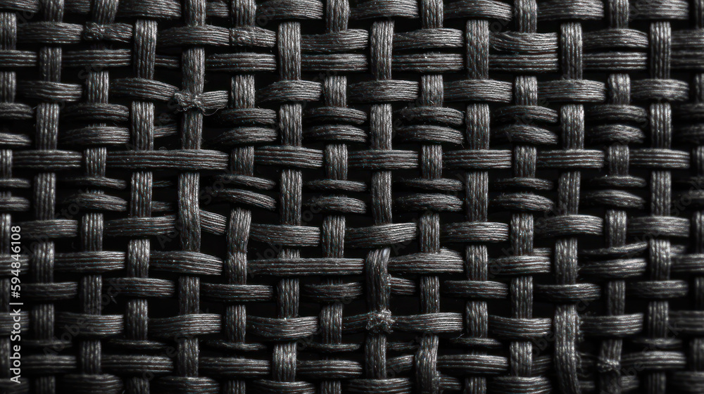 Fototapeta premium Wicker Noir: A Macro View of Textile Material. Generative AI
