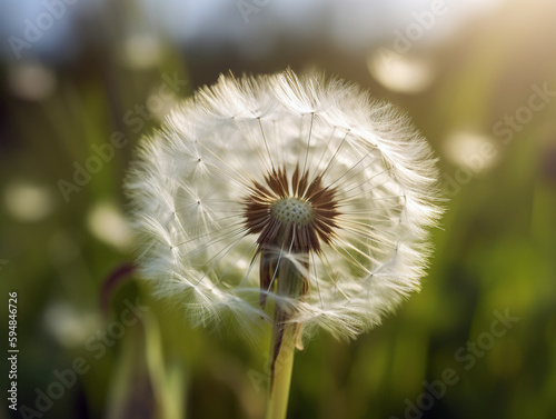 A Close Up Photo of a Dandelion Blowing in the Wind   Generative AI