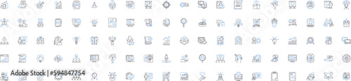Organizational leadership line icons collection. Visionary, Collaborative, Decisive, Empathetic, Strategic, Synergistic, Inspirational vector and linear illustration. Motivational,Transparent
