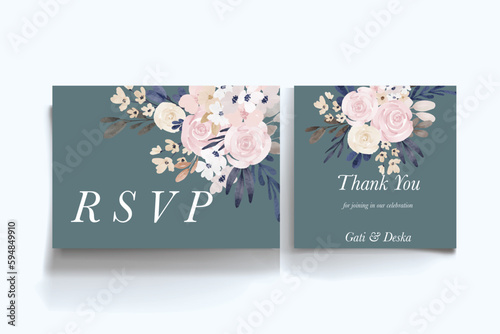 simple loose flower wedding invitation card