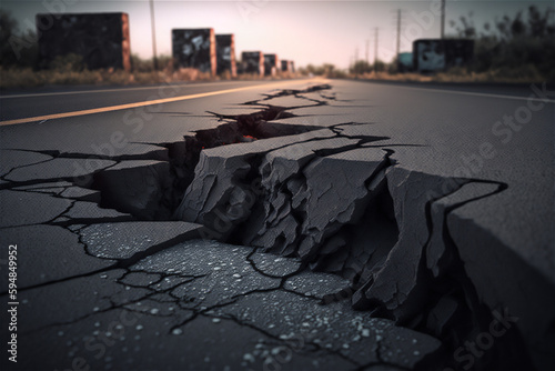 huge rift from earthquake, generativ ai photo