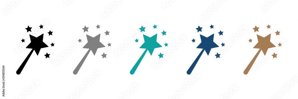 Magic wand flat vector illustrations Magic wand flat vector illustrations