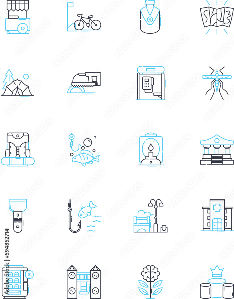 Urban oasis linear icons set. Sanctuary, Serenity, Calm, Retreat, Peaceful, Oasis, Tranquility line vector and concept signs. Zen,Rejuvenation,Nature outline illustrations Generative AI