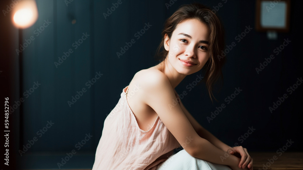 Fototapeta premium 若い女性のポートレート AIイラスト 