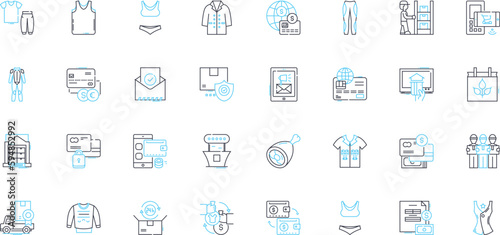 Trendy buying linear icons set. Clickbait, Fad, Impulse, Vibe, Hype, Popular, Snobbery line vector and concept signs. Fashionable,Chic,In outline illustrations Generative AI