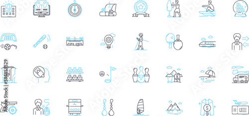 Family reunion linear icons set. Gathering, Reconnecting, Kinfolk, Bonding, Celebrating, Relatives, Genealogy line vector and concept signs. Homestead,Heritage,Traditions outline Generative AI