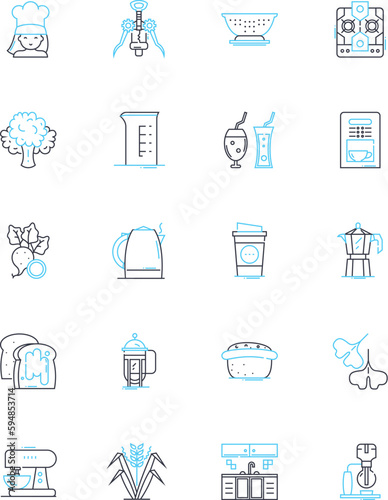 Java joint linear icons set. Beans, Espresso, Latte, Mocha, Cappuccino, Macchiato, Americano line vector and concept signs. Brew,Flavorful,Roasted outline illustrations Generative AI