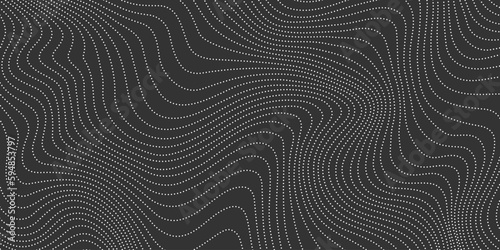Dotted wave lines background. Abstract wavy stripes texture. Warped and curved dashed lines wallpaper. Vector minimalistic map design template