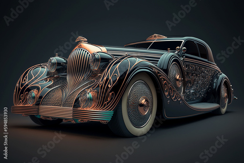 アメリカ　デューセンバーグモデルSJ風の自動車,sleek_Duesenberg_Model_SJ,generative ai photo