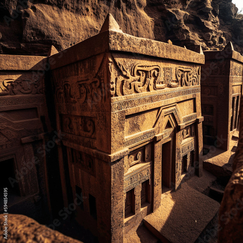 Rock-Hewn Churches of Lalibela - generative AI photo